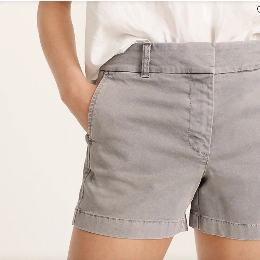 J.Crew Womens Shorts 4" Inseam Stretch Cotton Mid Rise Casual Storm Grey 12